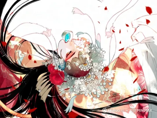 人物发丝飞扬，花瓣飞动 by Hailuo AI Video Generator