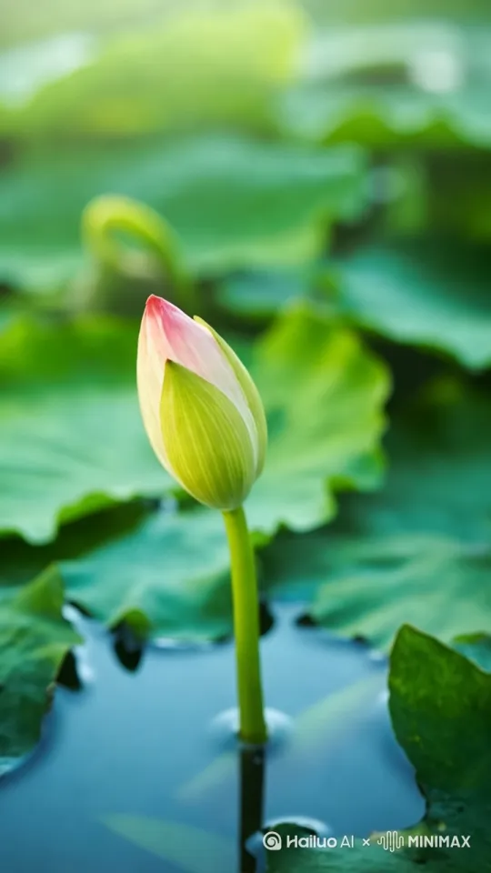 p随着微风，花骨朵慢慢开放成花，蜻蜓飞过来停在花瓣上[左移,上升] by Hailuo AI Video Generator