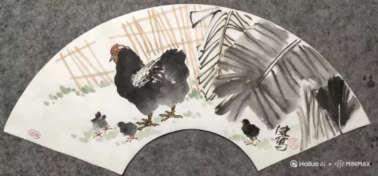 让画中的母鸡和小鸡在里面走来走去 by Hailuo AI Video Generator
