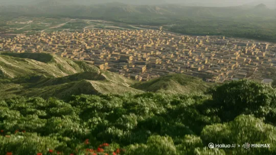 6 秒《长安的荔枝》解读运镜控制指令
0 - 1 秒：全景俯拍，鸟瞰长安城，镜头快速下移聚焦荔枝林，运镜速度为每秒移动画面高度的 100%，瞬间展现故事背景与起点。​
1 - 2 秒：特写鲜红荔枝，镜头环绕 360 度快速旋转，运镜速度为每秒旋转 360 度，突出核心物象。​
2 - 3 秒：跟拍镜头快速掠过崎岖山路中运送荔枝的队伍，镜头左右快速摆动展示险峻环境，运镜速度与队伍疾行速度匹配且加快。​
3 - 4 秒：快速剪辑切换至长安城达官显贵翘首以盼的画面，采用甩镜头，0.5 秒内完成切换，形成强烈对比。​
4 - 5 秒：中景拍摄主角紧握荔枝筐，眼神坚毅的表情，镜头轻微晃动，运镜速度为每秒晃动 15 度，展现人物决心。​
5 - 6 秒：全景俯拍定格荔枝运输路线与长安城，画面渐亮，运镜静止，升华主题。 by Hailuo AI Video Generator