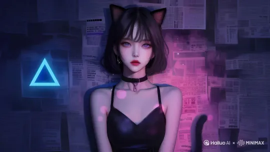 猫耳朵动起来，很开心 by Hailuo AI Video Generator