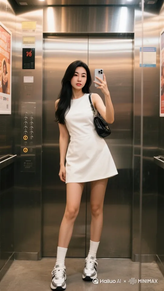 女孩单手撩动长发,女孩轻甩头发换个角度女孩踮起脚尖摆姿势,女孩抬臂伸展身体,女孩微笑着歪头自拍,女孩抬起一只脚展示鞋子,女孩双手叉腰变换造型,[下降,上摇] by Hailuo AI Video Generator