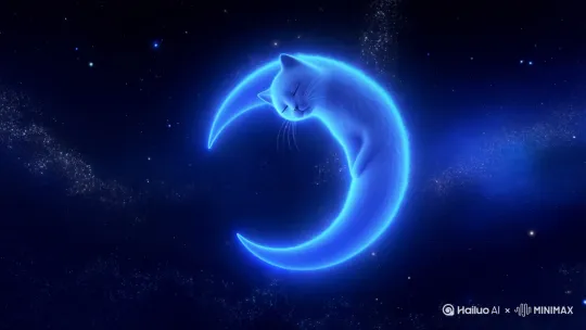 蓝色的半月猫 by Hailuo AI Video Generator