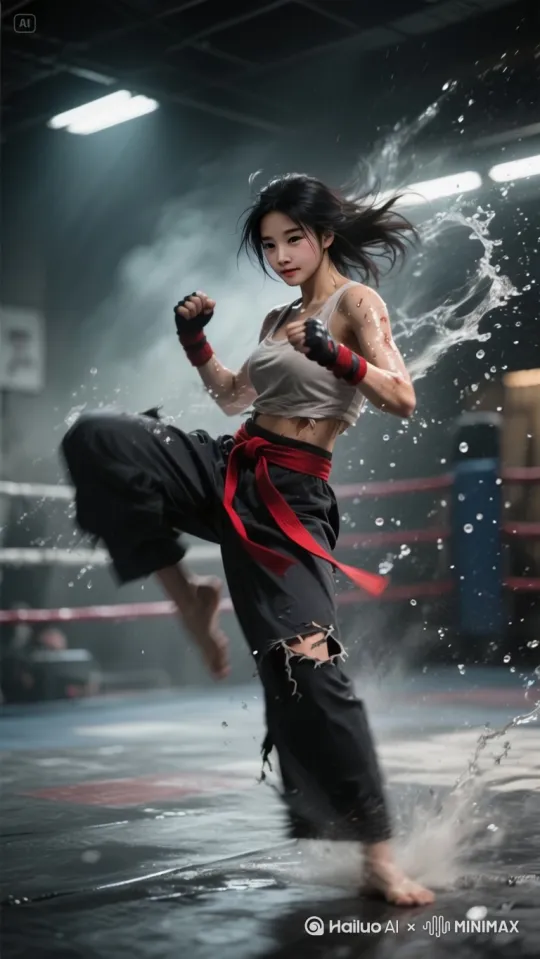 跆拳道高手 三段踢 by Hailuo AI Video Generator