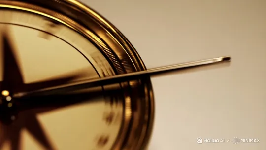 镜头从旋转的罗盘特写开始，指针最终定格在某个方向（象征职业选择），搭配字幕 “你的坐标，由自己定义” by Hailuo AI Video Generator