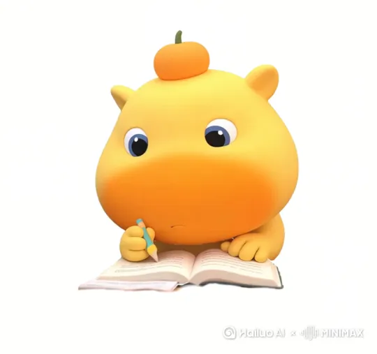 主体为图中的水豚噜噜，背景在大学图书馆，左手边堆着很多书籍书名有：微积分、线性代数、商务导论、财务会计等，右手边是一杯星巴克咖啡。动作为水豚噜噜在努力地奋笔疾书，一边写一边可爱地摇头晃脑 by Hailuo AI Video Generator