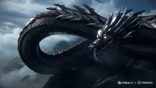 机械龙，威严，鳞片清晰，全身，中国龙，龙头 by Hailuo AI Video Generator