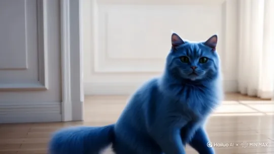 蓝色猫咪跳舞 by Hailuo AI Video Generator
