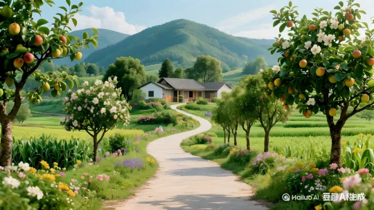 [推进,上升]左聚焦微风吹动花草树木 by Hailuo AI Video Generator