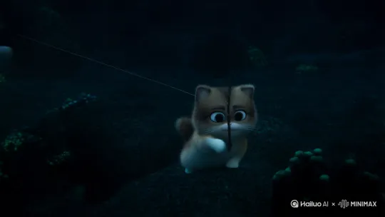 一直可爱的小猫钓上来一只深海巨蟒 吓哭了 by Hailuo AI Video Generator