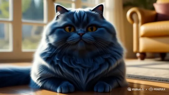 生成一个胖胖的蓝色的猫 by Hailuo AI Video Generator