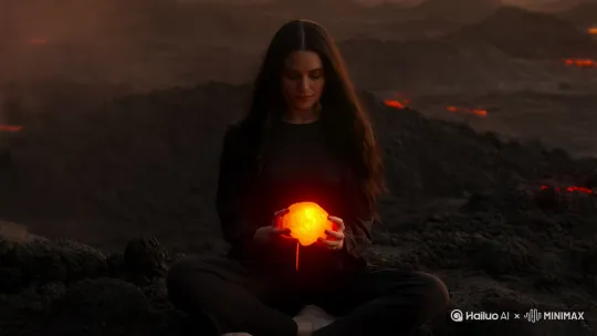 一个一个美女在吃岩浆。 by Hailuo AI Video Generator