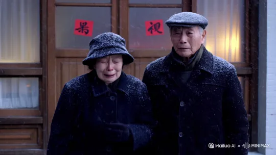 80 后女婿过年陪小三，岳父母上门被拒之门外："我爸妈才是家人，你们算什么东西？"（画面：老人
在雪地里哭泣） by Hailuo AI Video Generator