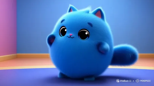 一只可爱的蓝色胖猫以卡通风格跳舞，4K画质，色彩鲜艳 by Hailuo AI Video Generator