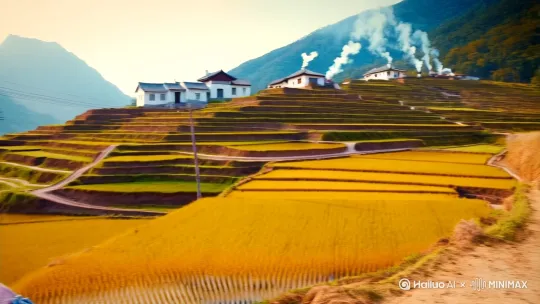 根据你的需求,我将为你生成一幅真实质朴的80年代中国乡村风景画面。以下是画面元素的详细描述:
【场景构图】
1. 背景设定:
- 金秋时节的梯田景观,稻浪层层叠叠呈现温暖的琥珀色
- 远处点缀着几间白墙灰瓦的典型南方民居,烟囱飘着淡淡炊烟
- 田埂上可见木质电线杆和蜿蜒的泥土小路
- 背景山峦呈现朦胧的黛青色,保留当时未过度开发的自然地貌
2. 人物刻画:
- 丈夫(约55岁)穿着藏青色中山装,头戴草帽,手持传统弯镰刀正在割稻
- 妻子(约50岁)穿着碎花斜襟衫,蓝色劳动布围裙,弯腰捆扎稻束
- 两人间隔约2米形成自然互动,面部细节呈现经年劳作的皱纹但神态平和
3. 时代细节:
- 田边放着竹编茶篓和搪瓷水壶(牡丹花纹)
- 运输工具为木质独轮车,车把上搭着发白的军用毛巾
- 远处晒谷场可见竹制耙子和木质风车农具
- 天空呈现胶片相机特有的轻微泛青色调
4. 光影处理:
- 下午3点左右的自然光,在稻穗上形成毛茸茸的光晕
- 人物阴影方向与远处房屋阴影保持物理一致
- 适当保留老照片轻微的颗粒感和自然褪色效果
这幅画面避开了过度浪漫化的处理,通过农具细节、服装质地和真实劳作姿态还原80年代农耕场景,着重表现朴实无华的生活本真。需要调整任何细节请随时告知。 by Hailuo AI Video Generator