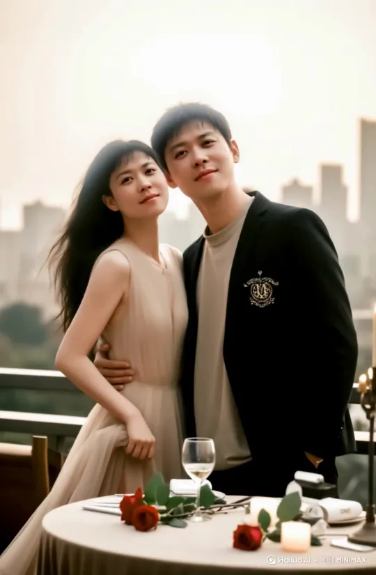 照片中热恋中的情侣，紧紧拥抱接吻。 by Hailuo AI Video Generator