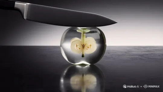 我生成一个用刀切透明水果的视频 by Hailuo AI Video Generator