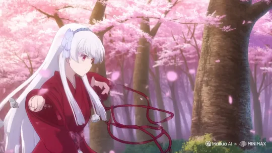 masterpiece, best quality, ultra-detailed, 6-second animation clip, ufotable style, sakura tree background, white-haired maiden, katana wielding, dynamic sword dance
 
shot1: (0-1s) backlight sakura forest, falling petals, silver-haired girl in crimson miko outfit spins to unsheathe sword, morning light refracts on blade as glowing firefly trails, camera follows sword swing in 180° right pan
 
shot2: (1-3s) medium shot pushes in, katana slices air creating pink qi vortex, petals condense into translucent light chains along blade path, close-up on swinging sleeves reveals silver bells ringing, quick cut to sword guard's寒光 (cold glint)
 
shot3: (3-5s) sudden angle shift to upward shot, girl leaps mid-air with side kick, sword tassel sweeps sakura trunk causing massive petal shower,升格 (slow motion) as剑尖挑落花瓣悬停, camera rapidly tilts during rotation
 
shot4: (5-6s) sheathing motion, all sakura petals return to tree in an instant, residual light burns crescent sword mark on trunk, 0.5s black screen flash with golden blade纹路 (patterns), particle fluid effects throughout, metallic dynamic rendering, high-speed camera cuts, 60fps by Hailuo AI Video Generator