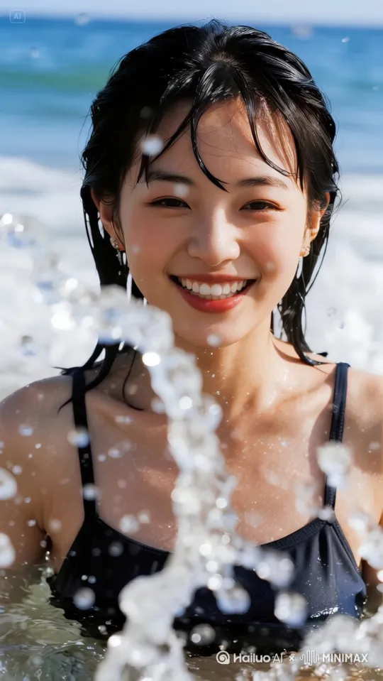 美女玩水嬉闹 by Hailuo AI Video Generator