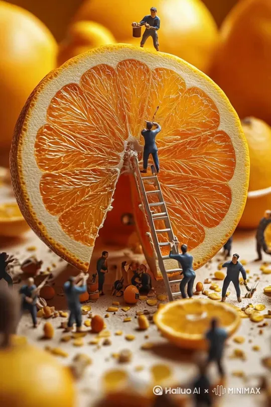 输入4个不同食物名称生成4组微缩小人制作食物小视频 by Hailuo AI Video Generator