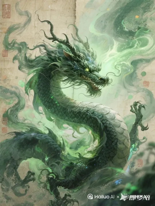 左移，推进，盘旋，若隐若现的龙 by Hailuo AI Video Generator