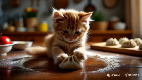 小猫包饺子 by Hailuo AI Video Generator