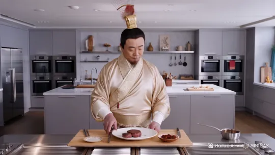 诸葛亮做西餐 by Hailuo AI Video Generator