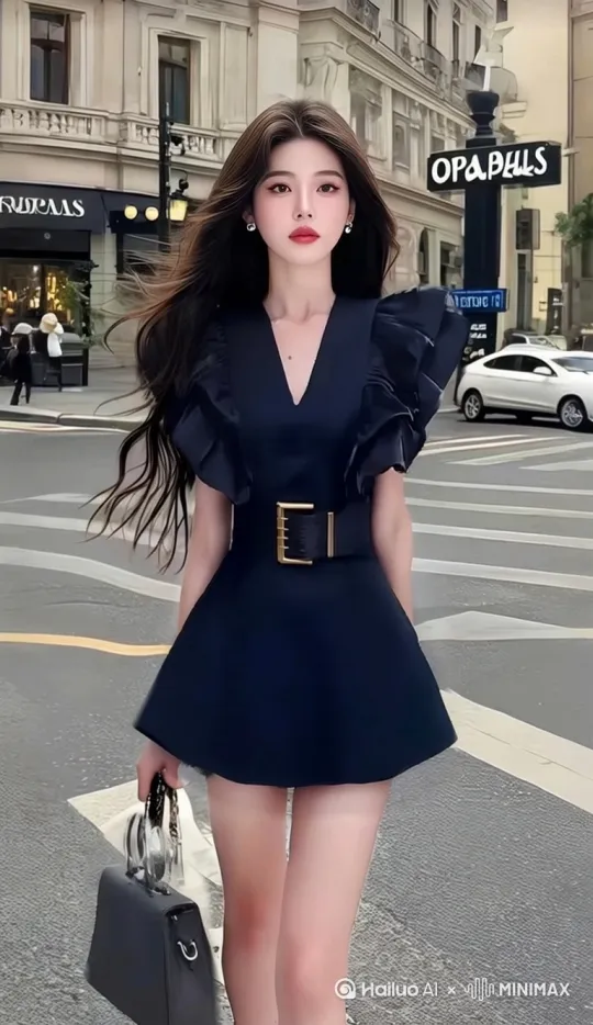 微风吹动发丝，可盐可甜，往前走双手比心，人物脸部不变形，清晰自然，不模糊，高清，没有瑕疵。 by Hailuo AI Video Generator