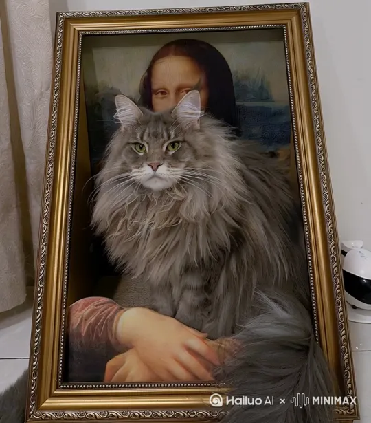 一只威严的猫咪骑在巨龙身上，画风参考《权力的游戏》的史诗奇幻风格，氛围宏大，猫咪穿着中世纪铠甲，光影戏剧性强，背景细致，逼真。 by Hailuo AI Video Generator