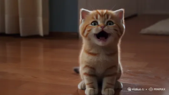 小猫用嘴巴唱歌，唱小黄人的歌 by Hailuo AI Video Generator