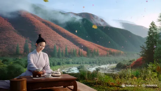 娑婆世间，本无圆满。无住生心，离幻为念。
秋月春风，渔樵看惯。阅尽山河，劳尘未染。
隐心事茗，武夷山前。披云追月，溪窠坑涧。
清欢至味，草木之间。一叶倾城，花雨满天。[上升,左摇,推进] by Hailuo AI Video Generator