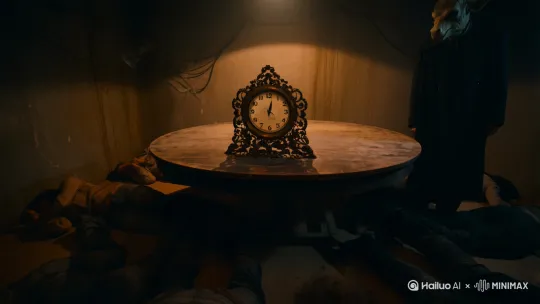 子夜怪谈：十重人格觉醒
 
老旧钨丝灯在天花板投下昏黄光晕，黑色电线如蛛网悬着，将屋子中央的大圆桌衬得愈发斑驳。桌心那座花纹繁复的座钟，滴答声像催命符，在静谧里无限放大。
 
十个衣着破旧、满面尘灰的人，以怪异姿态陷在昏睡里。他们身旁，戴山羊头面具的黑衣男人，目光透过破洞般的眼缝，饶有兴致地扫视。
 
当座钟分针时针重合于“十二”，远处低沉钟声闷雷似的滚来。十人如被无形手扯醒，陆续睁眼，茫然、警惕、惊惶在眼神里打转。
 
“这是哪儿？”率先开口的是个穿灰布衫的年轻男人，声音带着沙哑的慌。没人应声，因为大家都想问同样的问题。
 
山羊头面具男终于出声，声音像是生锈齿轮转动：“欢迎来到‘人格博弈场’，你们——”他指了指十人，“是同一个人的十重人格。”
 
这话像颗炸弹，炸得众人懵然。穿碎花裙的女人尖叫：“你胡说！我有自己的人生！”可记忆里那些零碎片段，却开始互相撕扯——她记得的小镇杂货店，和对面西装革履男人记忆里的写字楼，怎么会在同一段“过去”里重叠？
 
山羊头面具男不管骚动，继续说：“子夜钟声为号，你们要在这场博弈里，决出谁能‘主导’这具躯体。或者……”他顿了顿，阴影里的嘴角似在勾起，“被吞噬。”
 
众人这才惊觉，彼此身上的破旧衣物、脸上的灰尘，像极了从同一个沧桑灵魂里剥落的碎片。穿中山装的老人颤巍巍开口：“我守着旧书店几十年，这是要让我跟你们争？”可他眼底，却有不甘熄灭的光——谁不想真正“活”一次？
 
穿运动服的少年猛地站起，椅子倒在地上发出巨响：“我才不要被淘汰！我还没去拿奥运金牌！”可他话音刚落，穿病号服的男人就冷笑：“你连自己有没有心脏病都不确定，金牌？先熬过子夜再说。”
 
猜忌、防备、野心，在圆桌周围滋长。有人想结盟，有人暗地使绊，座钟的滴答成了倒计时。而山羊头面具男始终旁观，像是在看一场早已写好剧本，却又充满变数的戏。
 
当又一声遥远钟声传来，众人发现，每一次交锋、每一句对话，都在唤醒更深层的记忆——原来这具躯体，曾在现实里遭遇重创，十重人格为自保陷入沉睡，如今被神秘力量拉来角力。
 
子夜的博弈还在继续，是融合共生，还是你死我活？在这昏暗房间里，人性与人格的挣扎，才刚刚启幕…… by Hailuo AI Video Generator