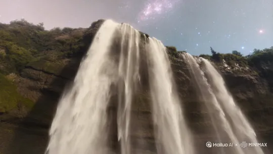 乙飞流直下三千尺,疑是银河落九天 by Hailuo AI Video Generator