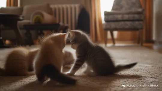 三只小猫打架[左移,上升] by Hailuo AI Video Generator