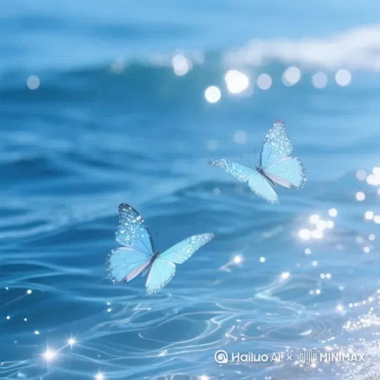`蝴蝶在海上飞舞，星辰在水中摇摆 by Hailuo AI Video Generator