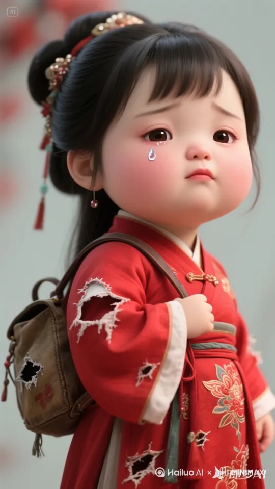 主人公一边掉眼泪一边用袖子擦，嘴里说着：相公，马上就要到月底了，钱钱也快没有了，辛辛苦苦打工一个月，老板的工钱也没有结，肚子饿得咕咕叫，夏天来了，也没有钱买新衣服，只能穿这破洞的衣裳遮遮肉，不知道我这英俊潇洒风流倜傥的相公可否支援一二？ by Hailuo AI Video Generator