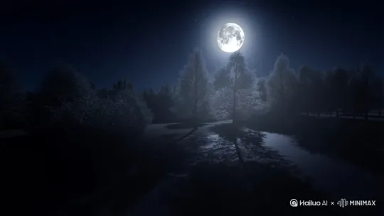 月朗星稀，树影婆娑 by Hailuo AI Video Generator