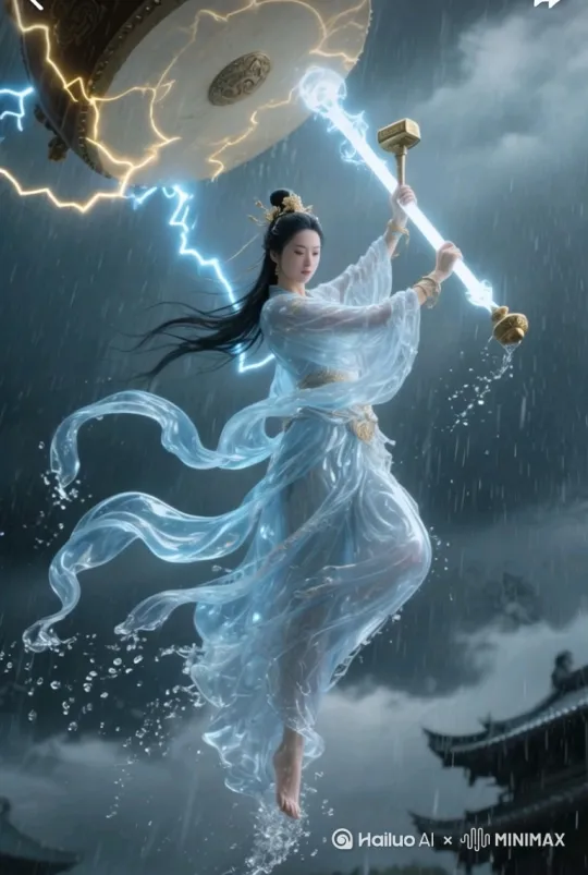 她拿着水晶棍来到海边 by Hailuo AI Video Generator