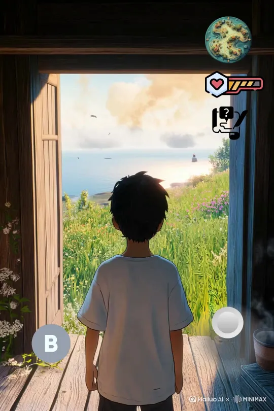 走出房门看海，然后开车去钓鱼 by Hailuo AI Video Generator