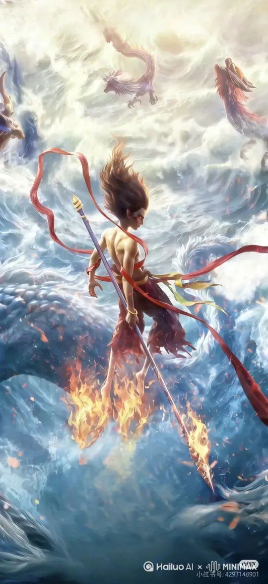 背景改为：背后房子因爆炸着火 by Hailuo AI Video Generator