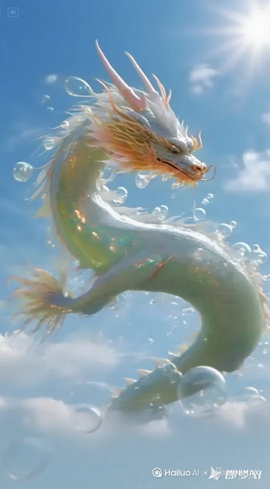 小虬龙摇头摆尾飞上天空 by Hailuo AI Video Generator