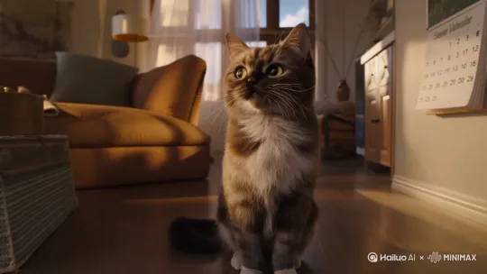 月半猫欢迎暑假，看见暑假欢乐的跳了起来 by Hailuo AI Video Generator