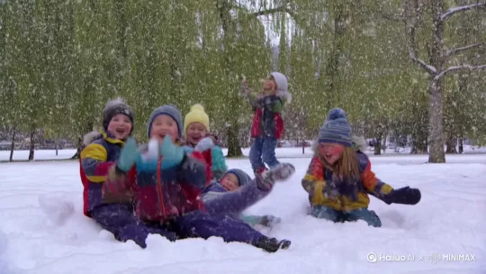 6月天下大雪了，小朋友在雪地上打闹 by Hailuo AI Video Generator