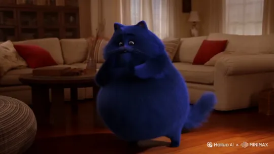 一个蓝色的胖猫跳舞 by Hailuo AI Video Generator