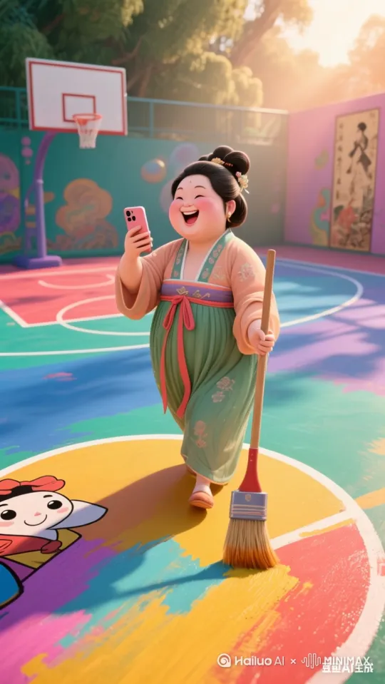 [左移,推进,右摇]鲁迅先生说过,女人只要经常花钱，烦恼就会减掉80%，但是钱从哪里来呢，专家却没说，这扯淡的生活，还是做篮球场地施工挣钱实在。 by Hailuo AI Video Generator