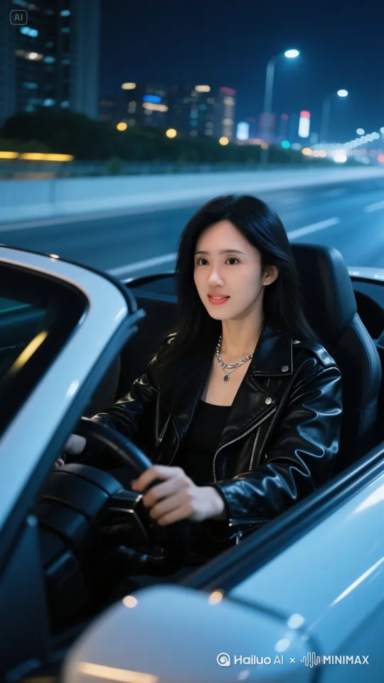 电影质感，镜头跟随跑车在飞驰， by Hailuo AI Video Generator