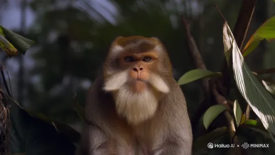 一须好一只猴子，对着镜头自言自语的说 by Hailuo AI Video Generator
