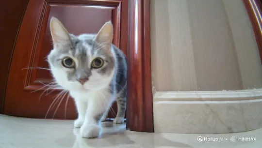 小猫变成招财猫，很多金银财宝从天而降，祝福观众 by Hailuo AI Video Generator