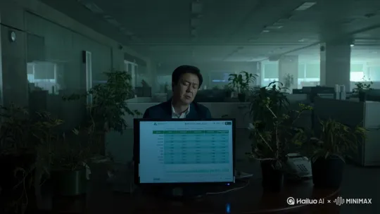 **1. 内景 销售部大办公室 - 日**

办公室气氛低迷。绿植蔫头耷脑。王大柱对着电脑屏幕抓狂，屏幕上赫然是销售部垫底的业绩排名。 by Hailuo AI Video Generator