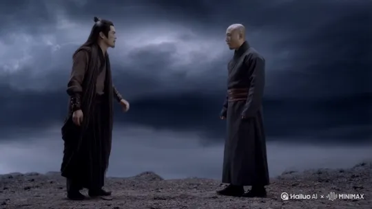 王林双手结印，朝张峰打出，一道闪电从天而降，落在了张峰头顶，张峰全身焦黑倒地 by Hailuo AI Video Generator